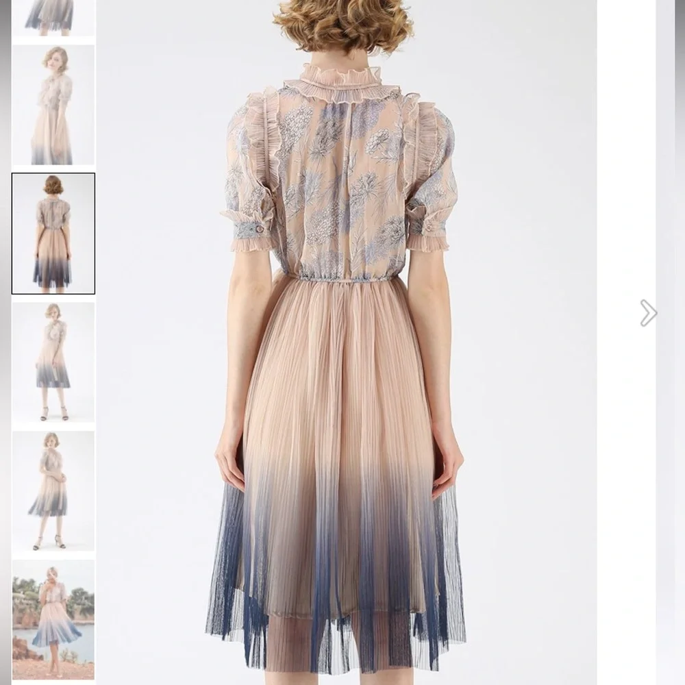 Chicwish We Know it All Gradient Pleated Mesh Tulle Dress - Picture 3 of 10